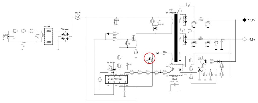 Fan7601 datasheet схема включения