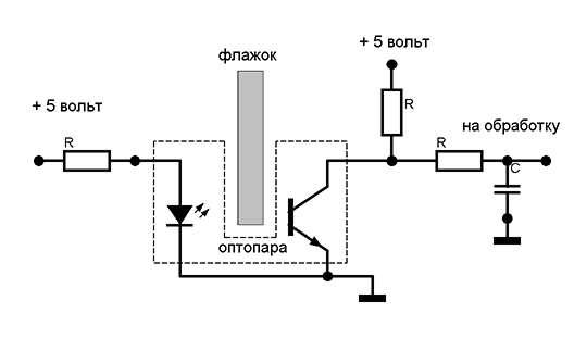 Схема подключения оптического датчика