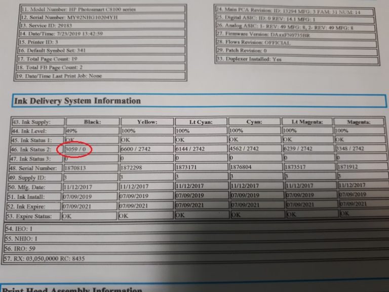 Принтер ошибка номер 17